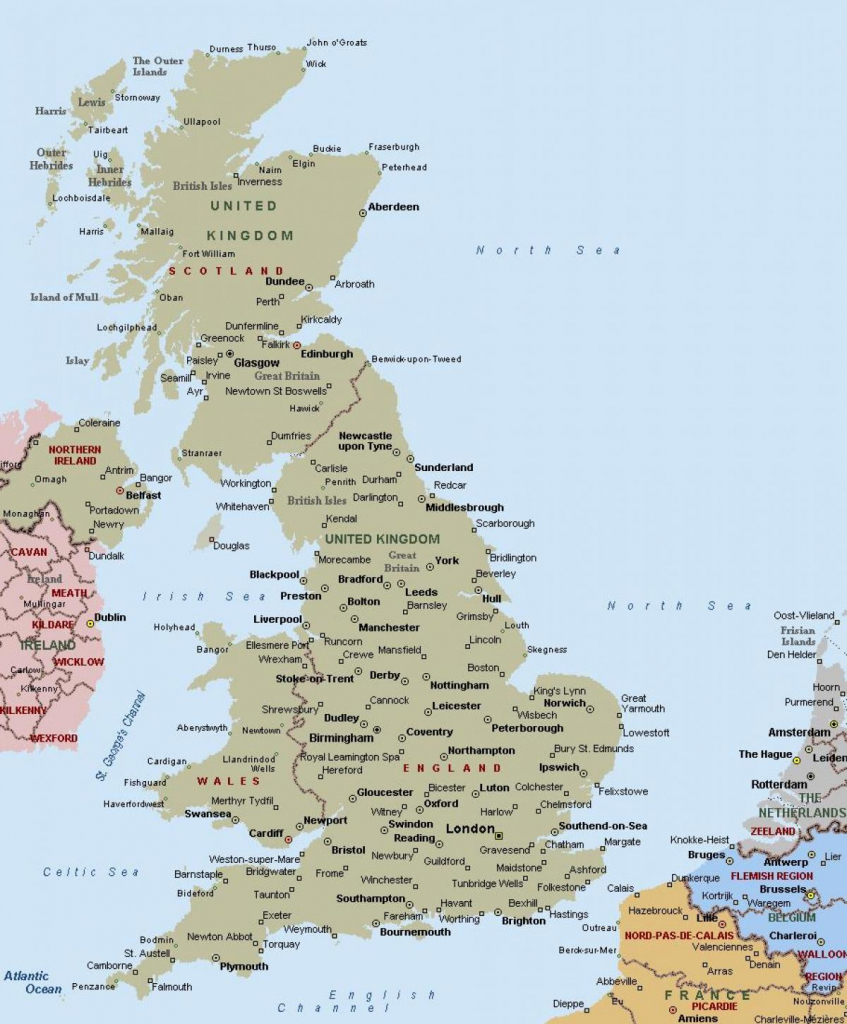 Map Of Great Britain Showing Towns And Cities - Map Of Great Britain intended for Printable Map Of England With Towns And Cities