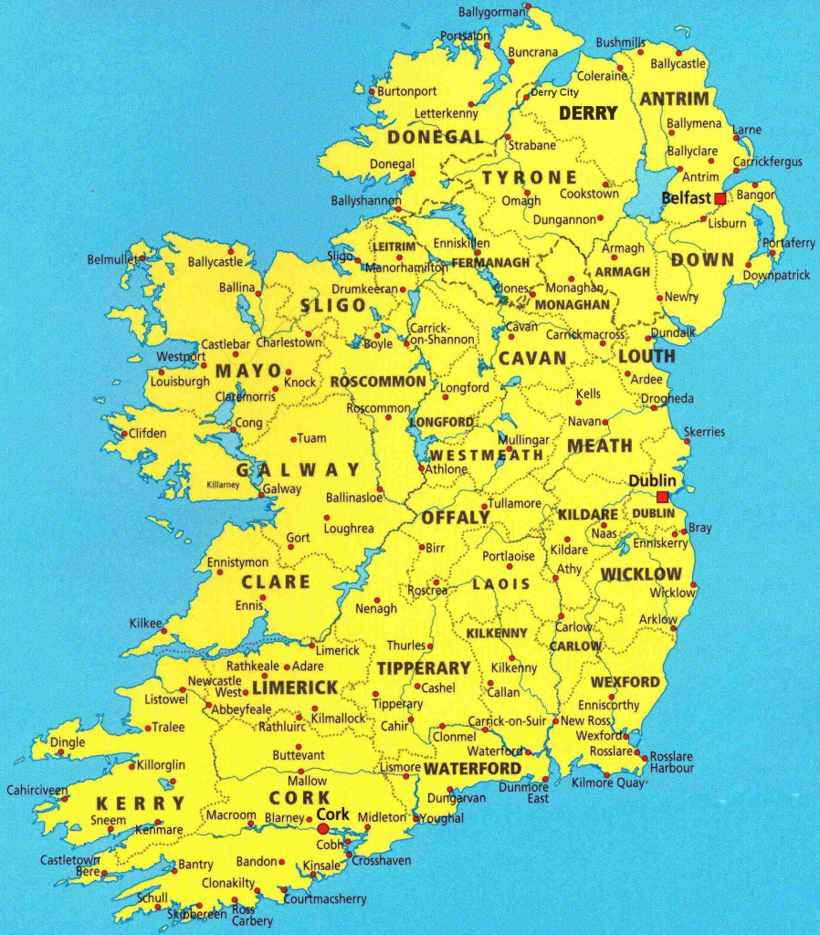 Map Of Irish Cities And Travel Information | Download Free Map Of pertaining to Printable Map Of Ireland Counties And Towns