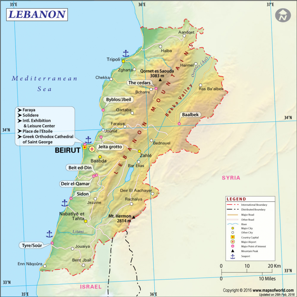 Map Of Lebanon in Printable Map Of Lebanon