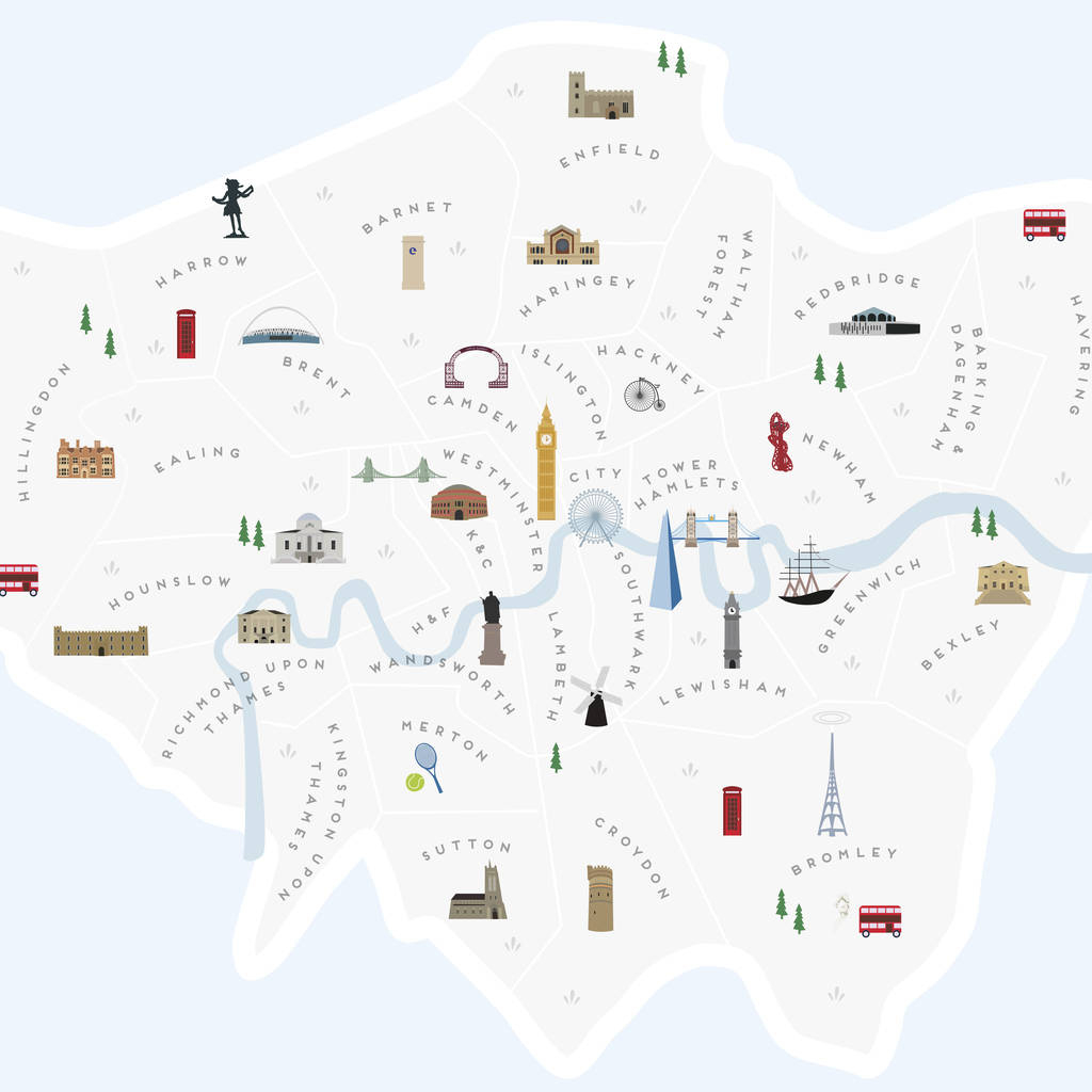 Map Of London Boroughs Printpepper Pot Studios regarding Printable Map Of London Boroughs