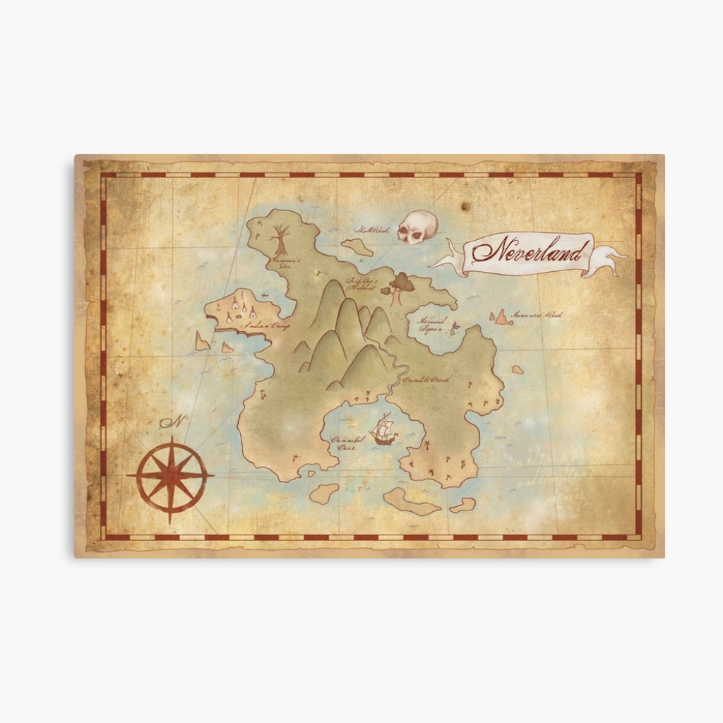 Map Of Neverland&amp;quot; Canvas Printawkaffections | Redbubble throughout Neverland Map Printable