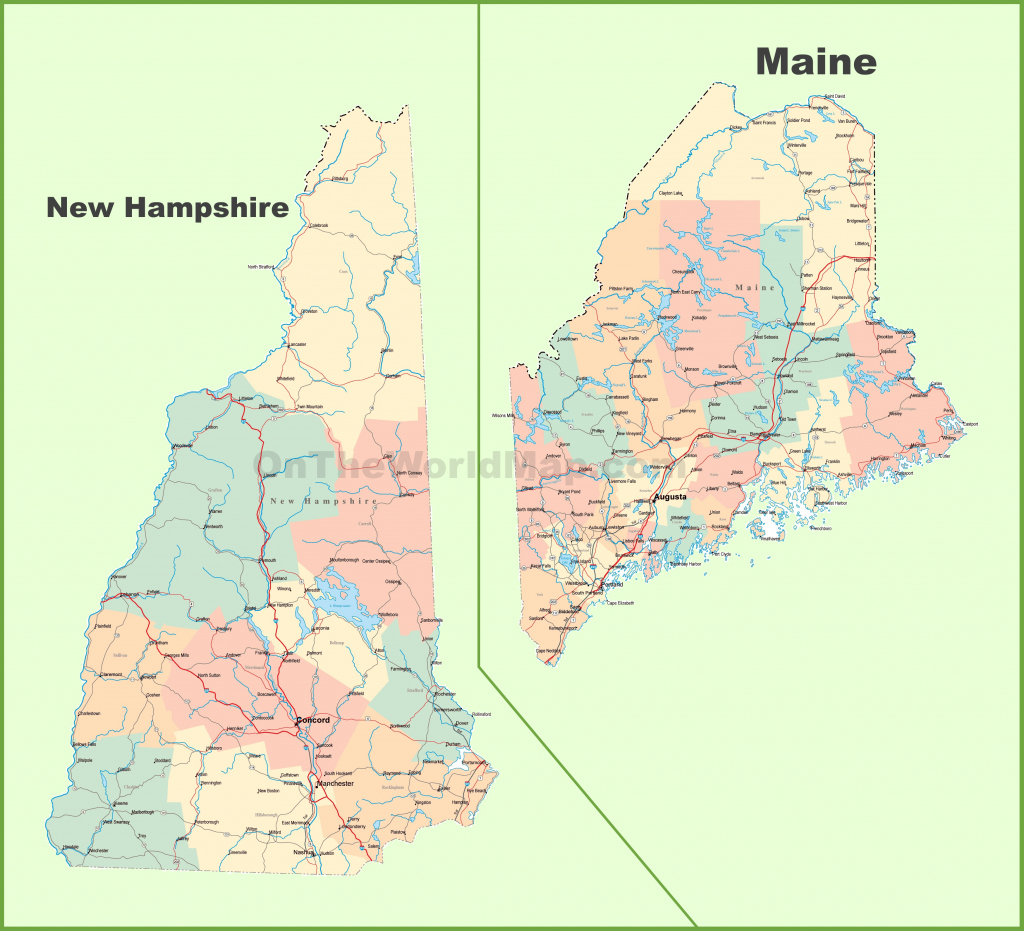 Map Of New Hampshire And Maine with regard to Printable Road Map Of Maine