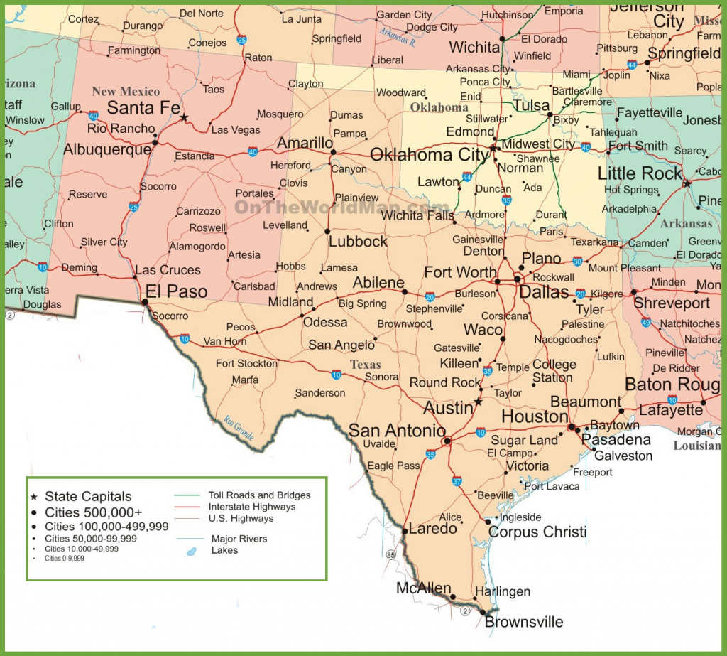 Map Of New Mexico, Oklahoma And Texas - Texas New Mexico Map with regard to Printable Map Of New Mexico