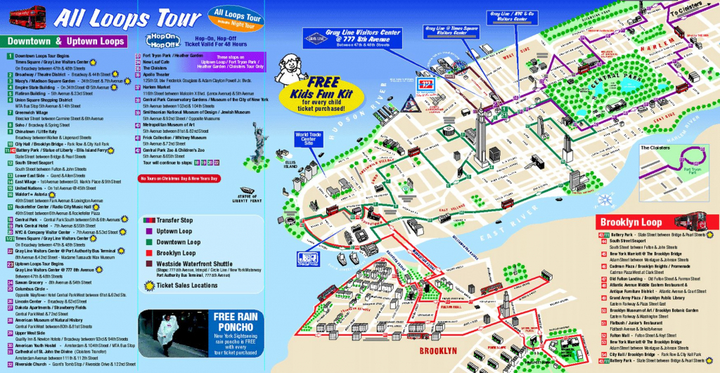 Map Of New York City Attractions Printable |  Tourist Map Of New for Free Printable Street Map Of Manhattan