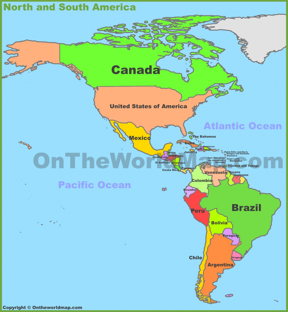 Map Of North And South America pertaining to Printable Map Of North And South America
