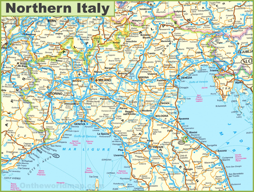 Map Of Northern Italy intended for Printable Map Of Northern Italy