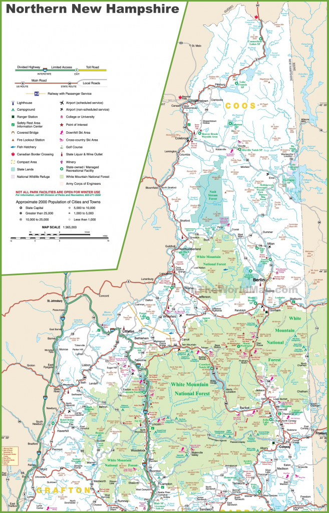 Map Of Northern New Hampshire intended for Printable Map Of New Hampshire