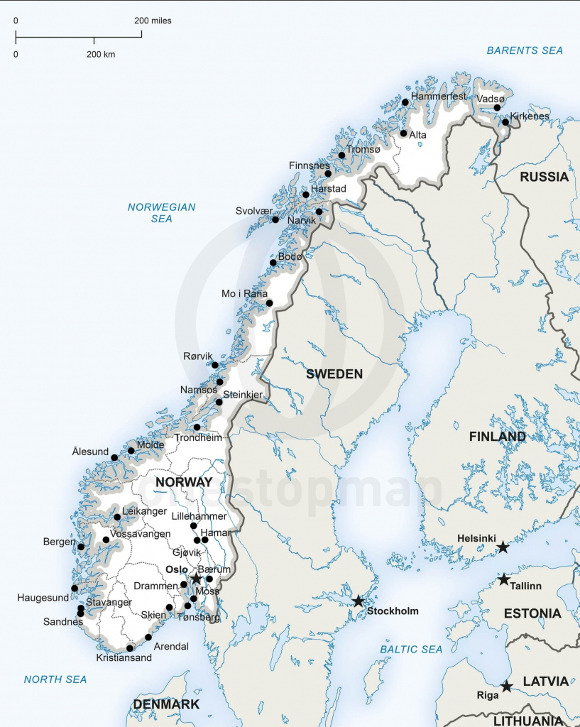 Map Of Norway Political | Homeschool | Norway Map, Map, Map Vector in Printable Map Of Norway With Cities