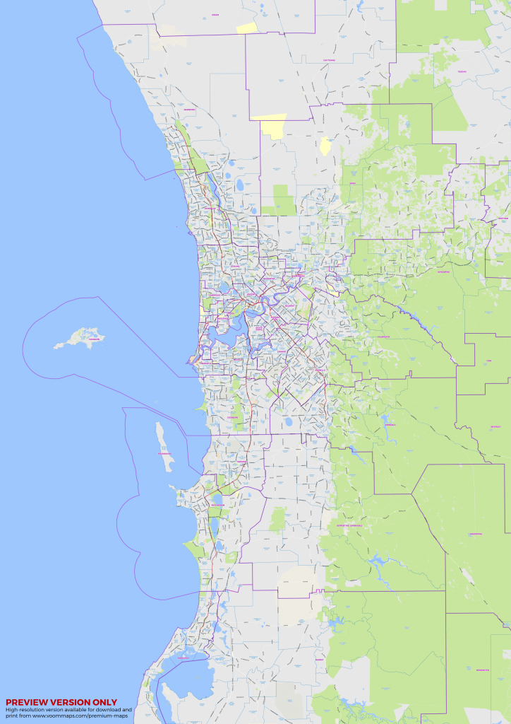 Map Of Perth Suburbs – Voommaps with regard to Printable Map Of Western Australia
