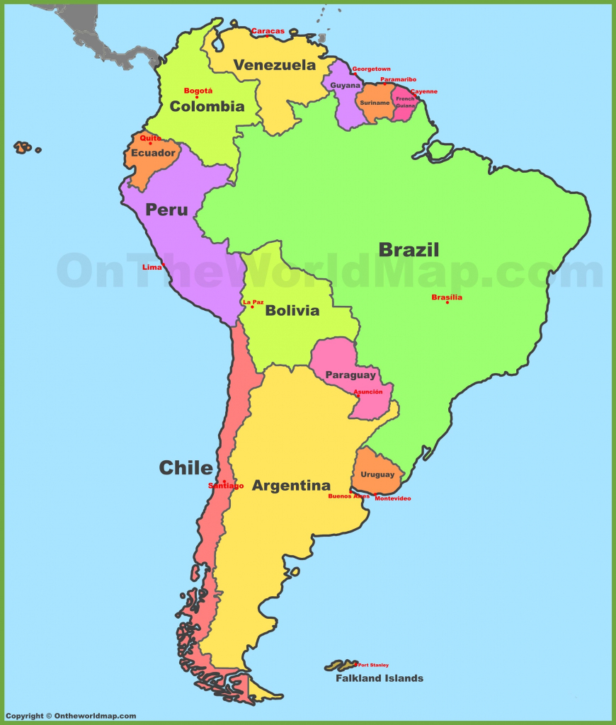 Map Of South America With Countries And Capitals | Color Psychology pertaining to Printable Map Of South America With Countries