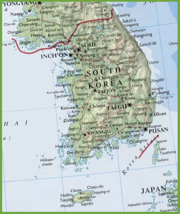 Map Of South Korea With Cities And Towns for Printable Map Of Korea