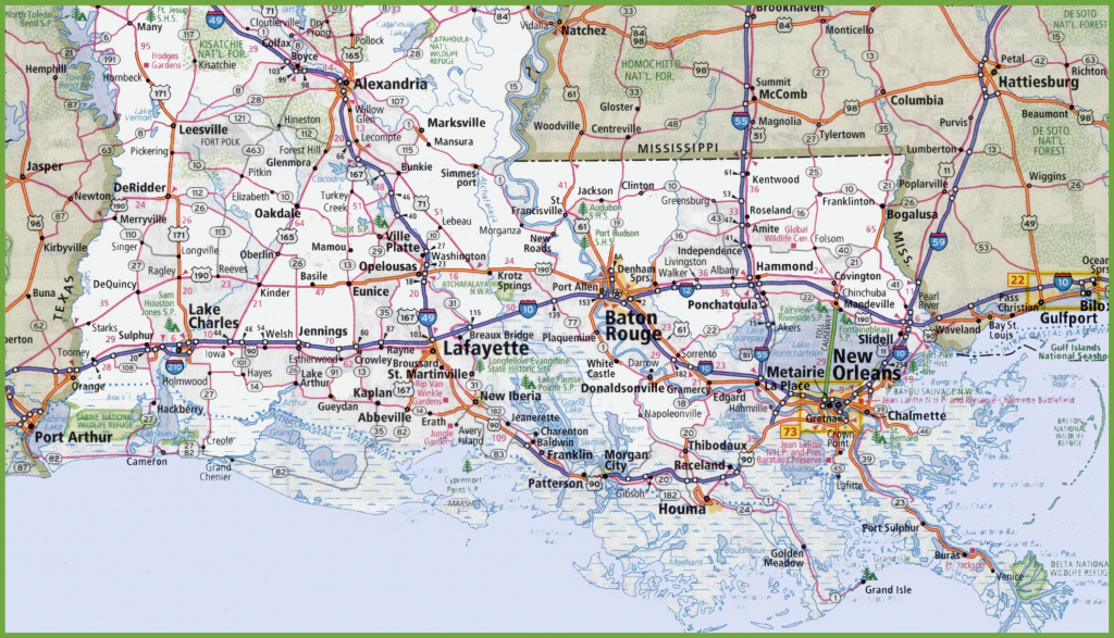 Map Of Southern Louisiana with regard to Printable Map Of Louisiana