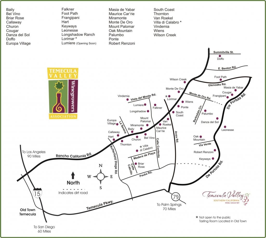 Map Of Temecula Wine Country In Southern California | Wine Country for Temecula Winery Map Printable