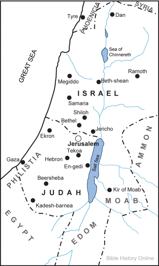 Map Of The Kingdoms Of Israel And Judah (Bible History Online) with Printable Bible Maps For Kids