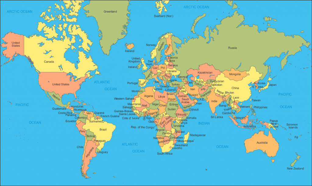 Map Of The World A4 Size | World Political Map - The World Maps! I for World Map Printable A4