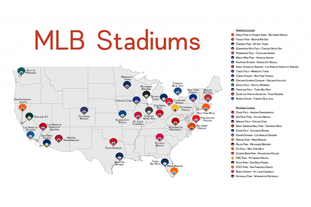 Map Of Us Baseball Stadiums Baseball Stadium Map Fresh Elegant Map with regard to Printable Map Of Mlb Stadiums