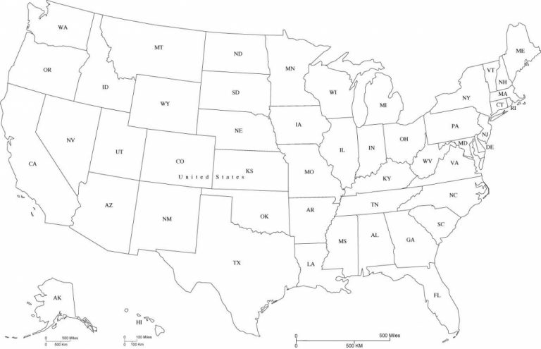 Map Of Usa States Abbreviated And Travel Information | Download Free