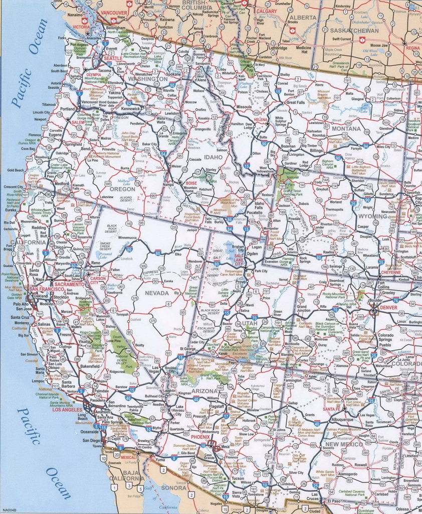 Map Of Western United States, Map Of Western United States With with Printable Road Map Of Western Us
