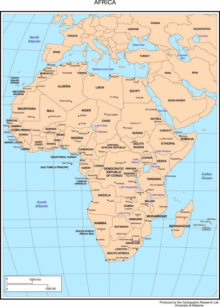 Maps Of Africa within Printable Map Of Africa With Countries And Capitals