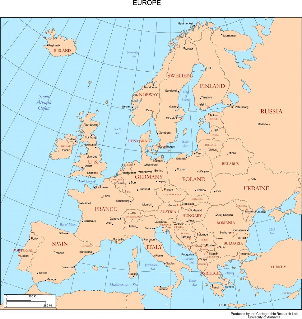 Maps Of Europe in Europe Map With Cities Printable | Printable Maps