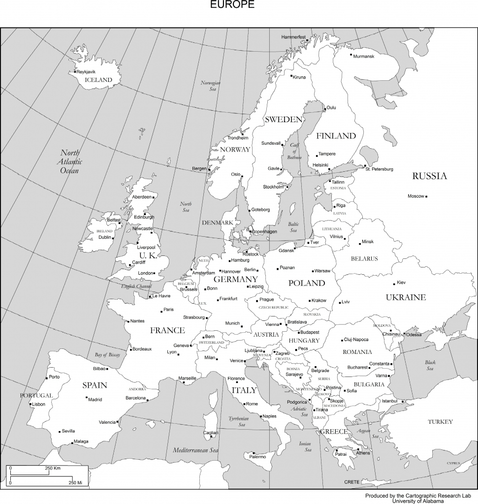 Maps Of Europe in Printable Map Of Europe With Countries