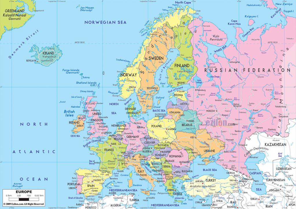 Maps Of Europe | Map Of Europe In English | Political throughout Printable Map Of Europe With Cities