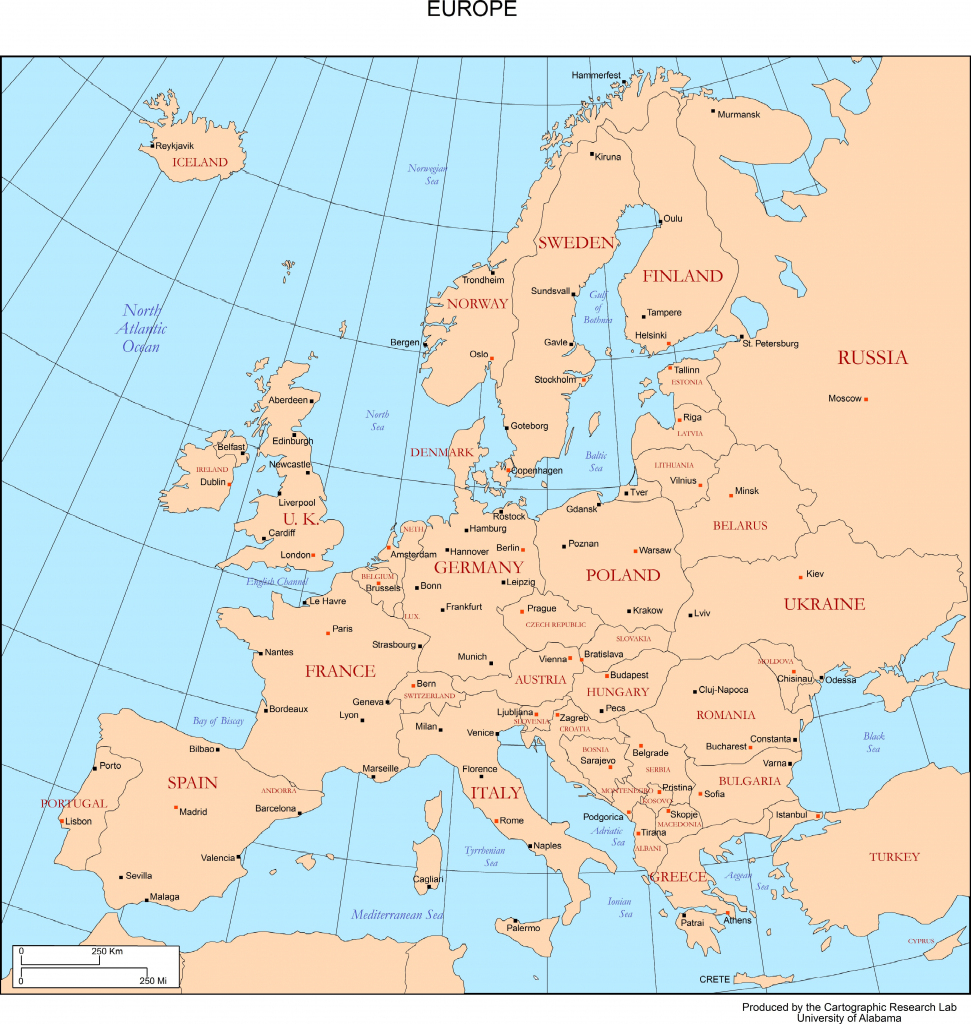 Maps Of Europe within Printable Map Of Europe With Cities