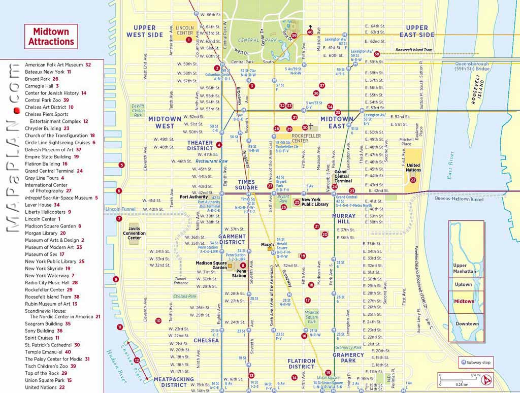 Maps Of New York Top Tourist Attractions - Free, Printable for Printable Map Of Manhattan