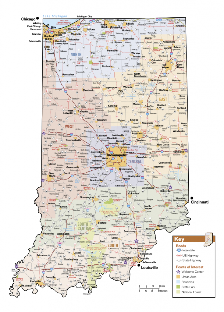 Road Map Of Indiana With Cities With Printable Map Of Indiana Printable Maps