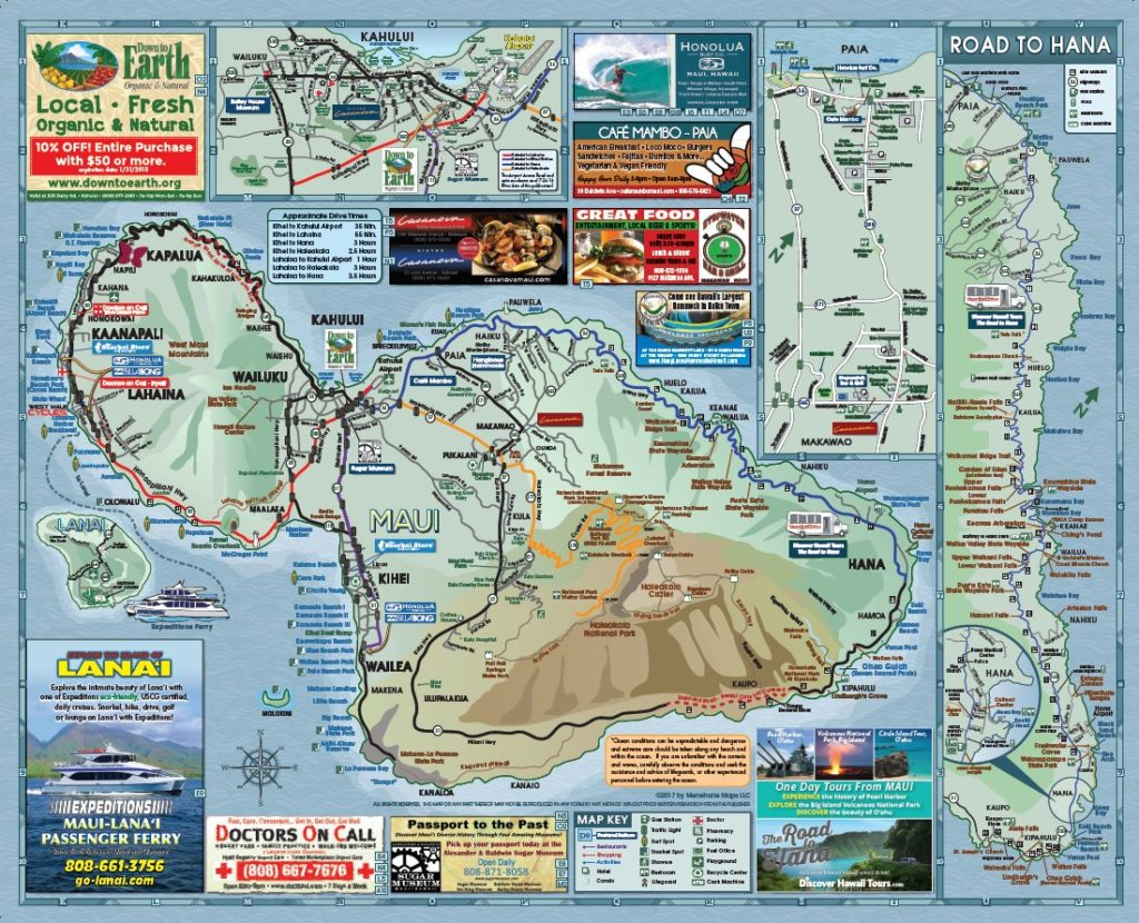 Maui Road Map | Menehune Maps in Maui Road Map Printable