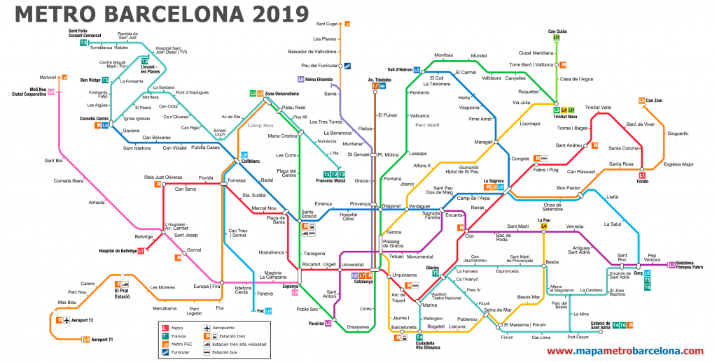 Metro Map Of Barcelona 2019 (The Best) in Printable Metro Map