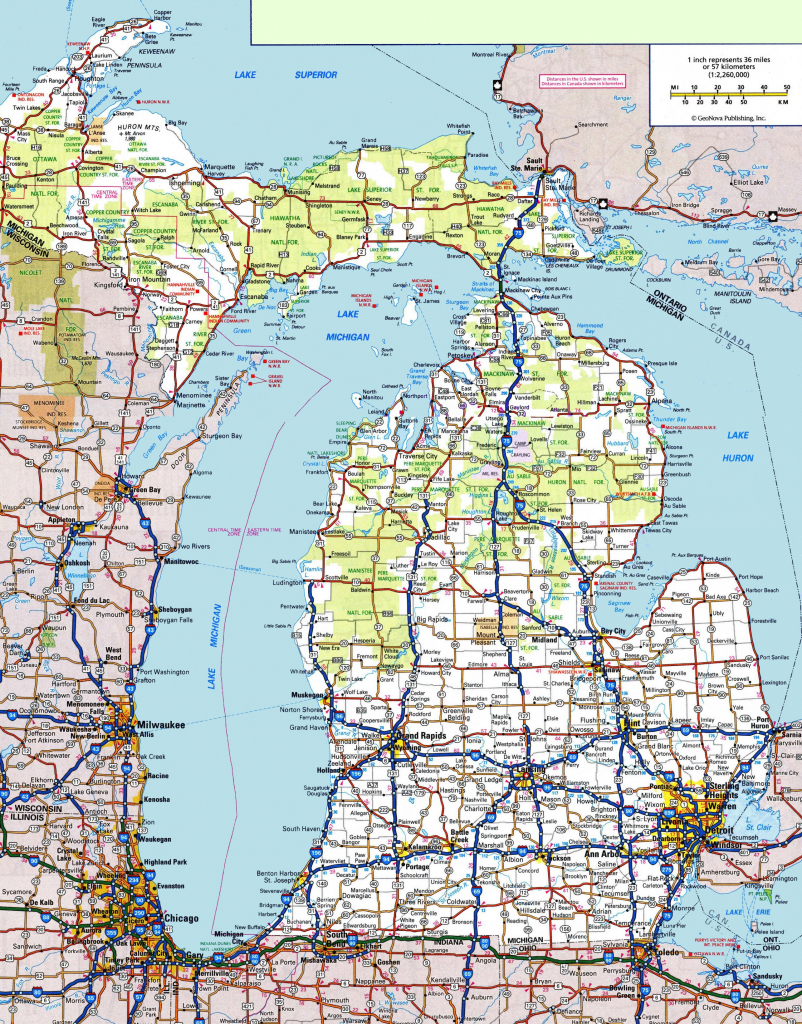 Michigan Road Map inside Printable Map Of Michigan