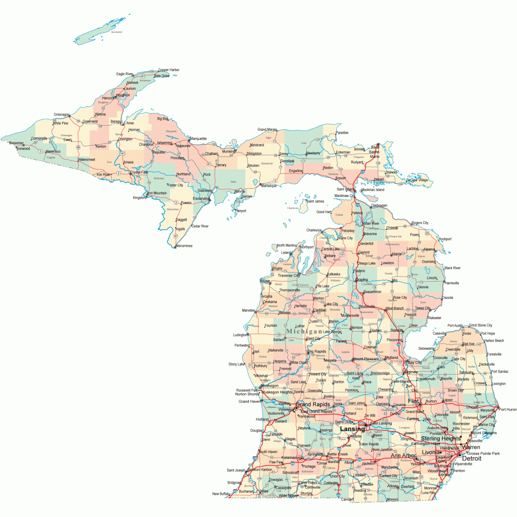 Michigan Road Map - Mi Road Map - Michigan Highway Map throughout Printable Map Of Michigan