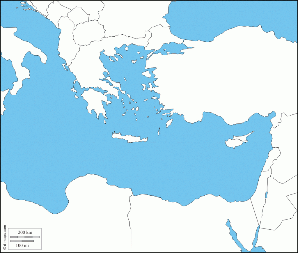 Middle East Map Outline Printable Eastern Mediterranean Sea Free Map with regard to Mediterranean Map Printable