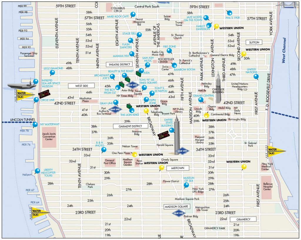 Midtown Manhattan Map with Map Of Midtown Manhattan Printable