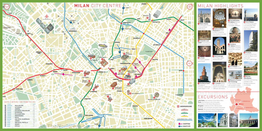 Milan Tourist Attractions Map throughout Printable Map Of Milan