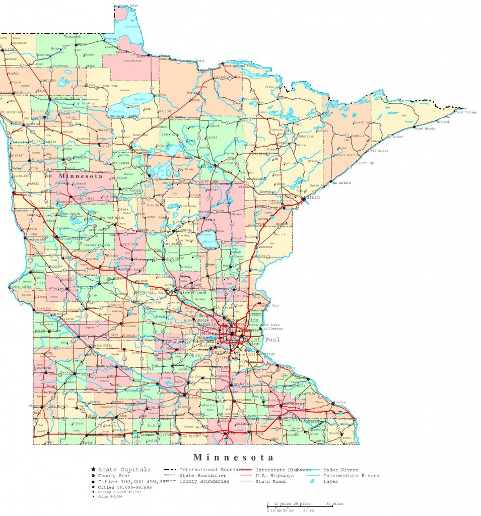 Minnesota Printable Map pertaining to Printable Map Of Minnesota