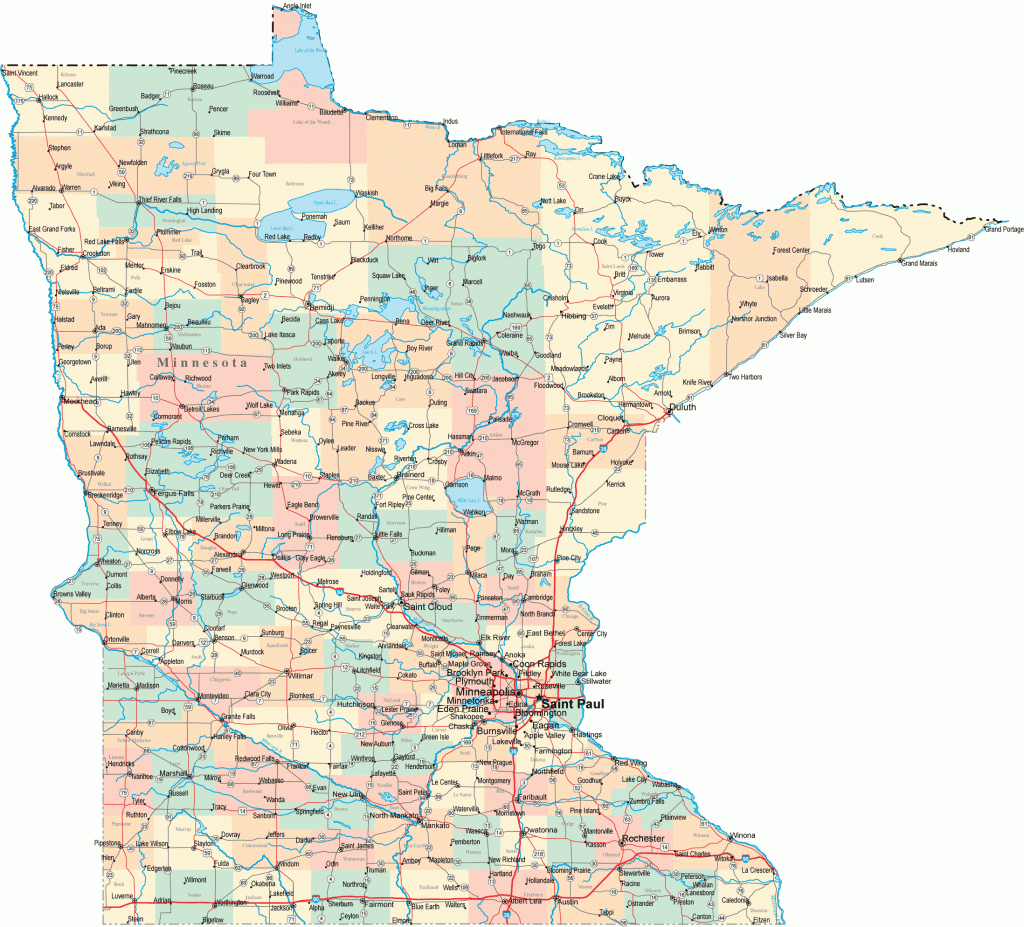 Minnesota Road Map - Mn Road Map - Minnesota Highway Map inside Printable Map Of Minnesota