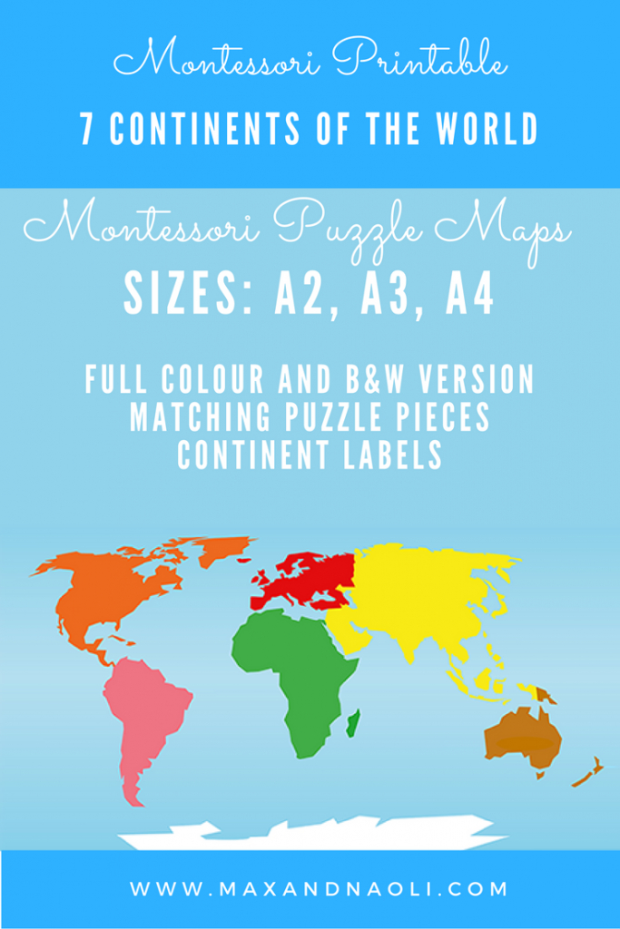 Montessori Puzzle Maps - 7 Continents Of The World | Montessori inside World Map Puzzle Printable