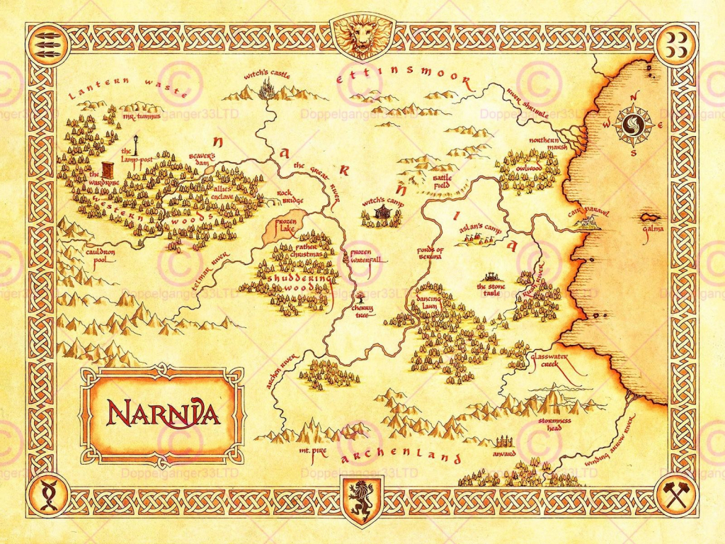 Movie Film Map Narnia Lewis Classic Sci Fi Poster Print Lv10152 For for Printable Map Of Narnia