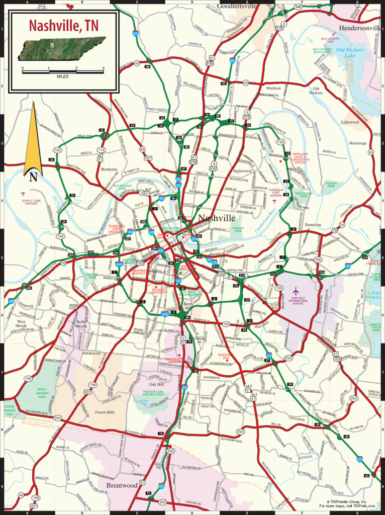 Nashville Tn Map for Printable Map Of Nashville