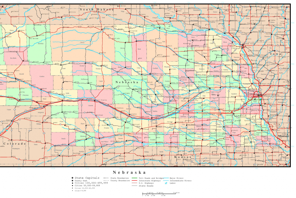 Nebraska Printable Map pertaining to Printable Road Map Of Nebraska