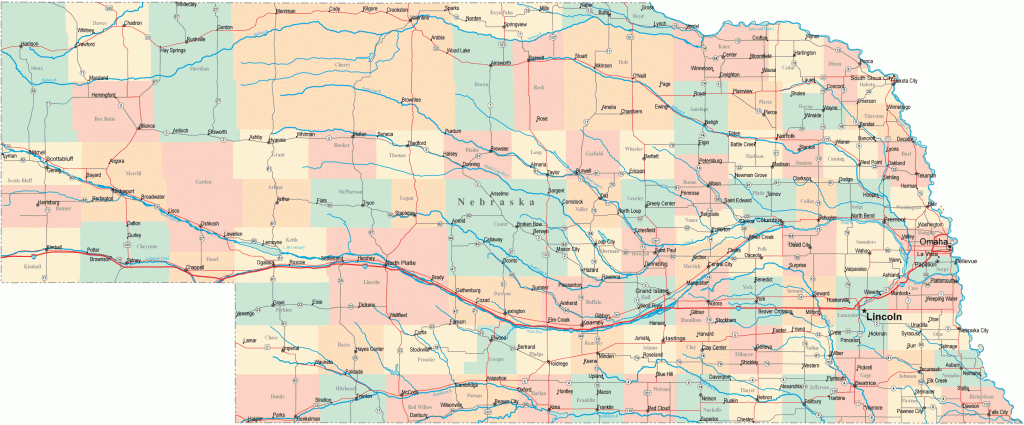 Nebraska Road Map - Ne Road Map - Nebraska Highway Map for Printable Road Map Of Nebraska