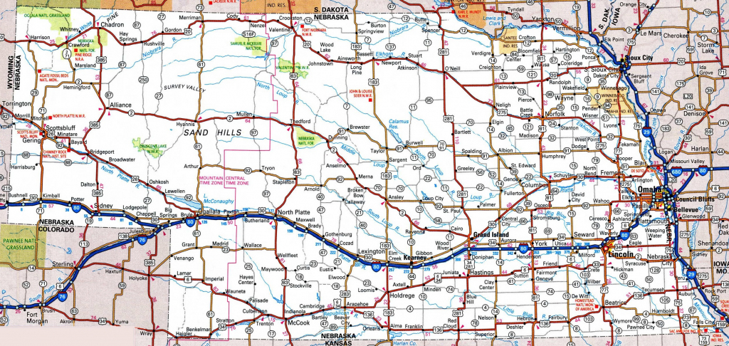 Nebraska Road Map pertaining to Printable Map Of Nebraska