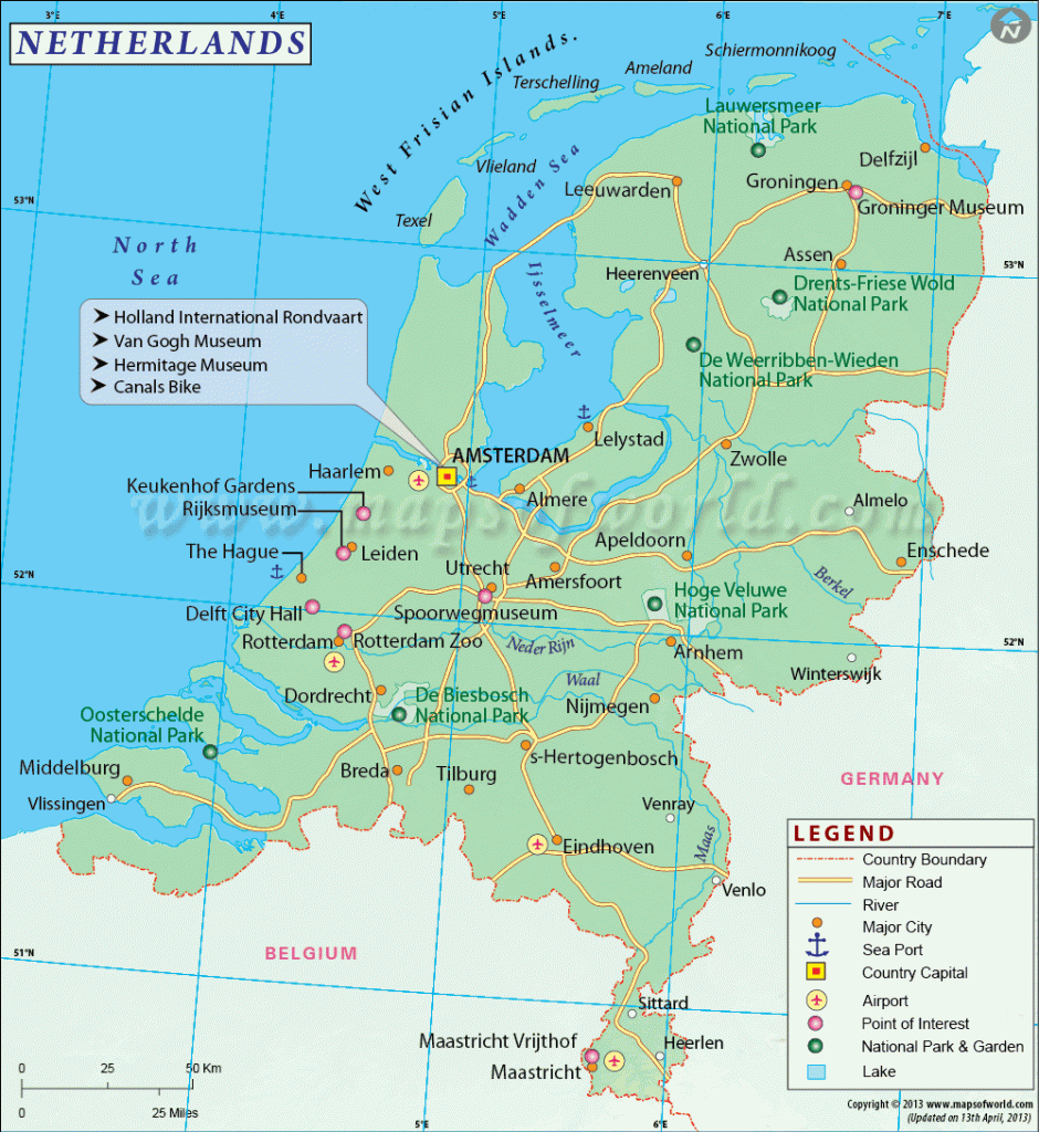 Netherlands Map intended for Printable Map Of The Netherlands