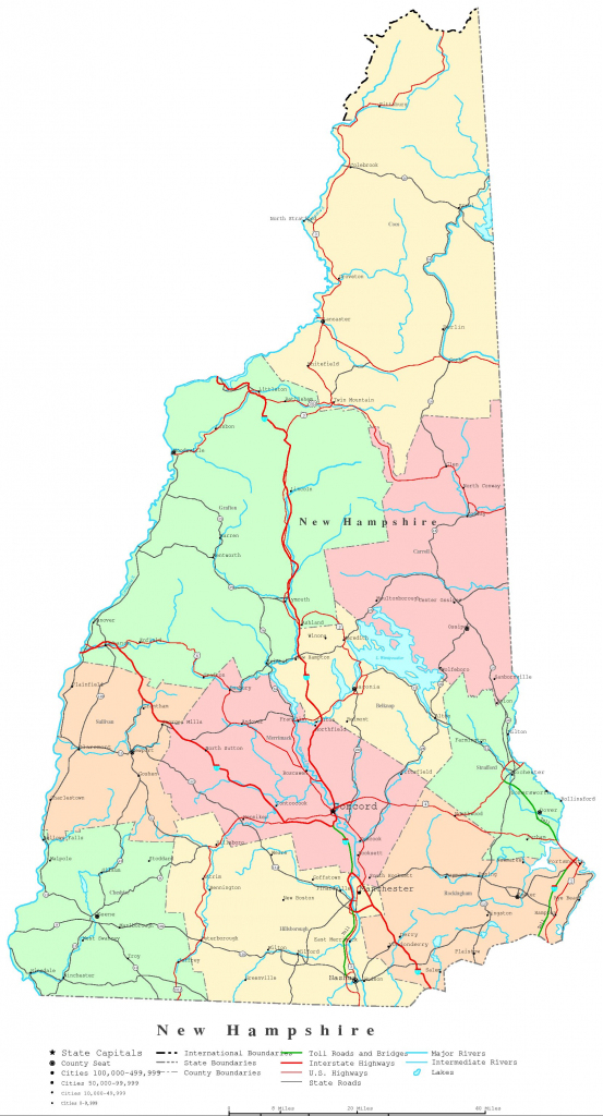 New Hampshire Printable Map within Printable Map Of New Hampshire