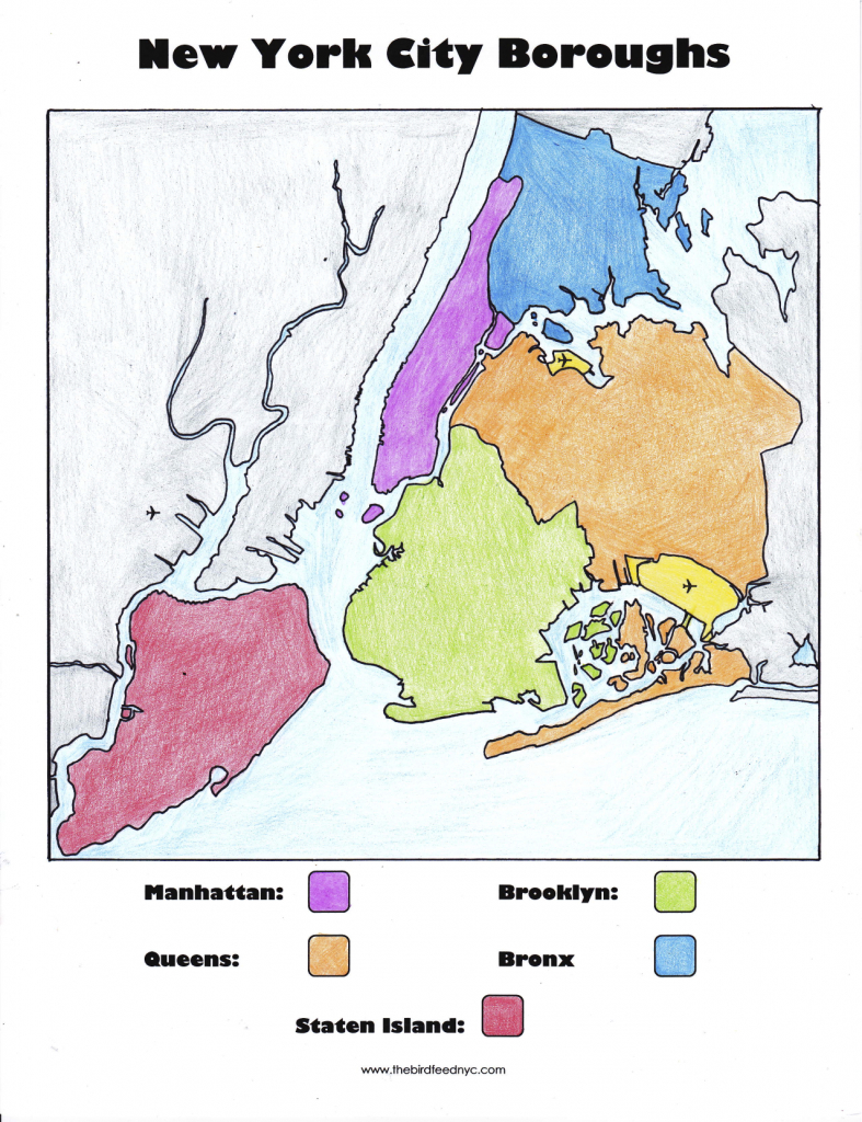 New York City Boroughs Coloring Activity For Kids for Map Of The 5 Boroughs Printable