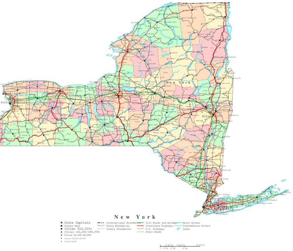 New York Printable Map for Printable Map Of New York State