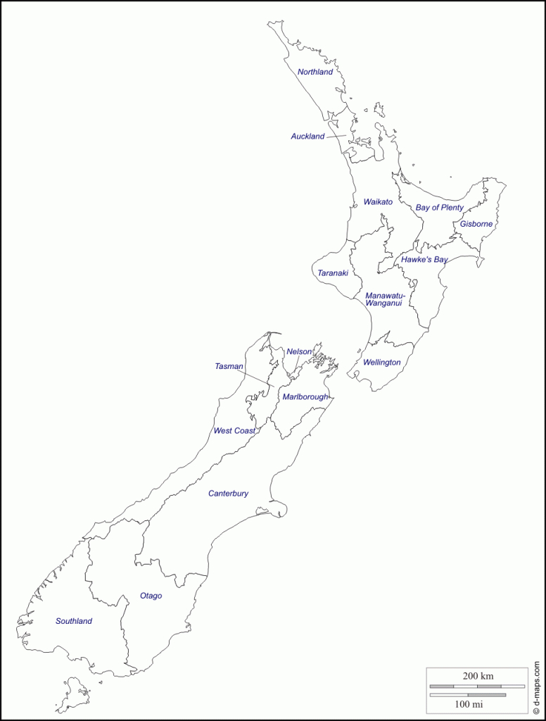 New Zealand : Free Map, Free Blank Map, Free Outline Map, Free Base with Outline Map Of New Zealand Printable