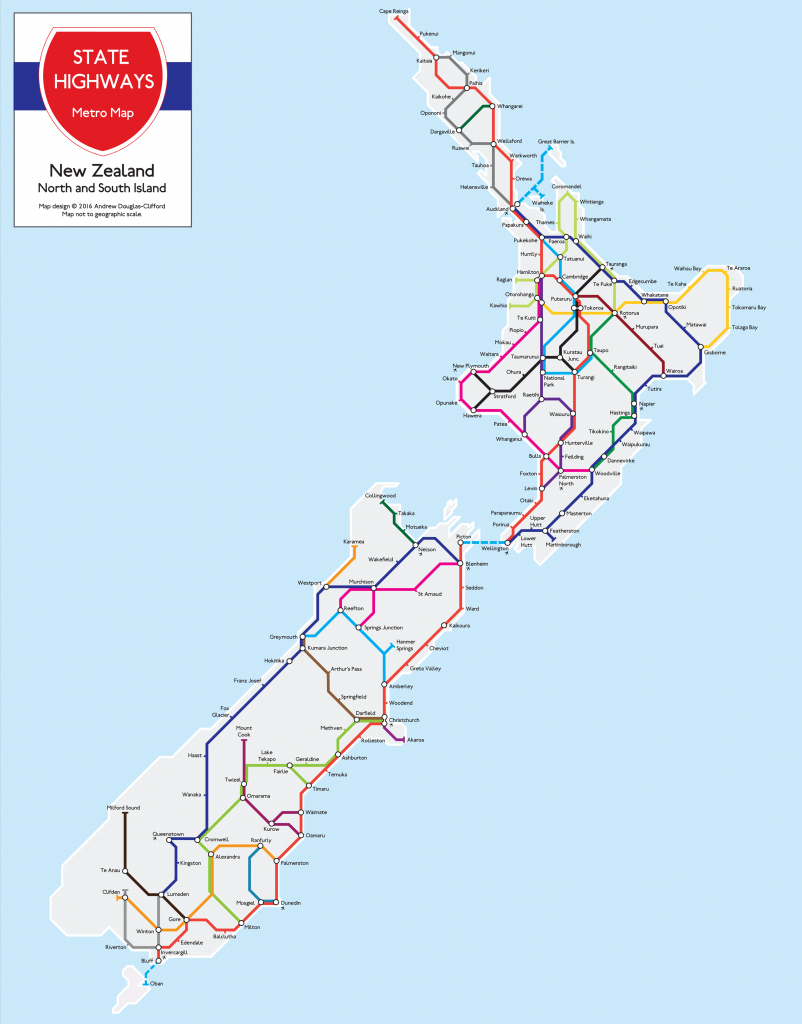 New Zealand State Highways Metro Map | The Map Kiwi throughout Printable Map Of New Zealand